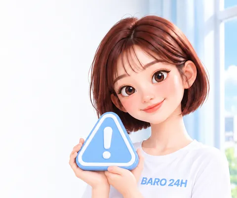 컨텐츠이용료현금화 · 유의할 점 표지판을 들고 카드깡과의 차이를 설명하는 3D 인물