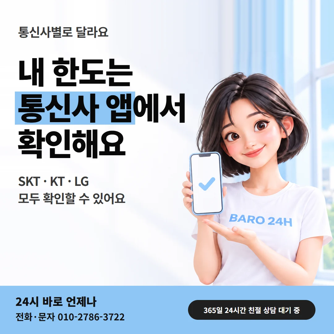 컨텐츠이용료현금화 「통신사별 컨텐츠이용료 한도 비교」 안내 카드 — 대문에서 이어 읽는 24시 바로 3D 인물 그림