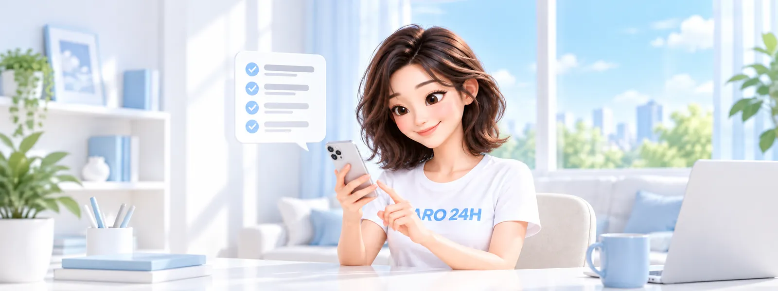 플레이스토어 컨텐츠이용료현금화 — 「이용 내역 보기」 주제를 표현한 3D 인물 일러스트